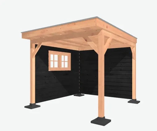 Overkapping met wanden en raam hout NuBuiten